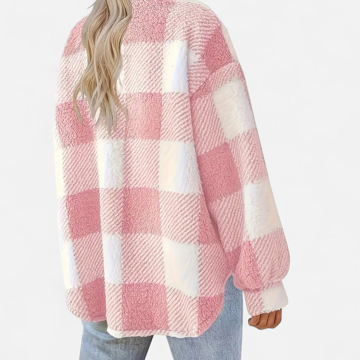 Women's Plaid Teddy Shacket with Buttons