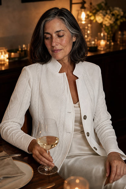 Women's Textured Knit Blazer with Stand Collar
