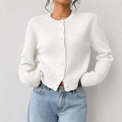Women's Cropped Button Up Cardigan Sweater