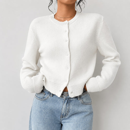 Women's Cropped Button Up Cardigan Sweater