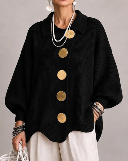 Women's Chunky Grandpa Cardigan with Collar