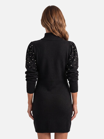Women's Pearl Knit Dress with Long Sleeves