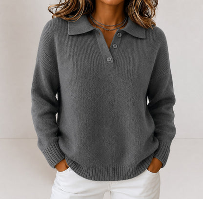 Women's Polo Collar Long Sleeve Sweater