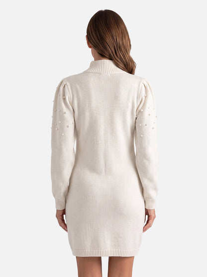 Women's Pearl Knit Dress with Long Sleeves