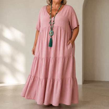 Women's V Neck Tiered Maxi Dress