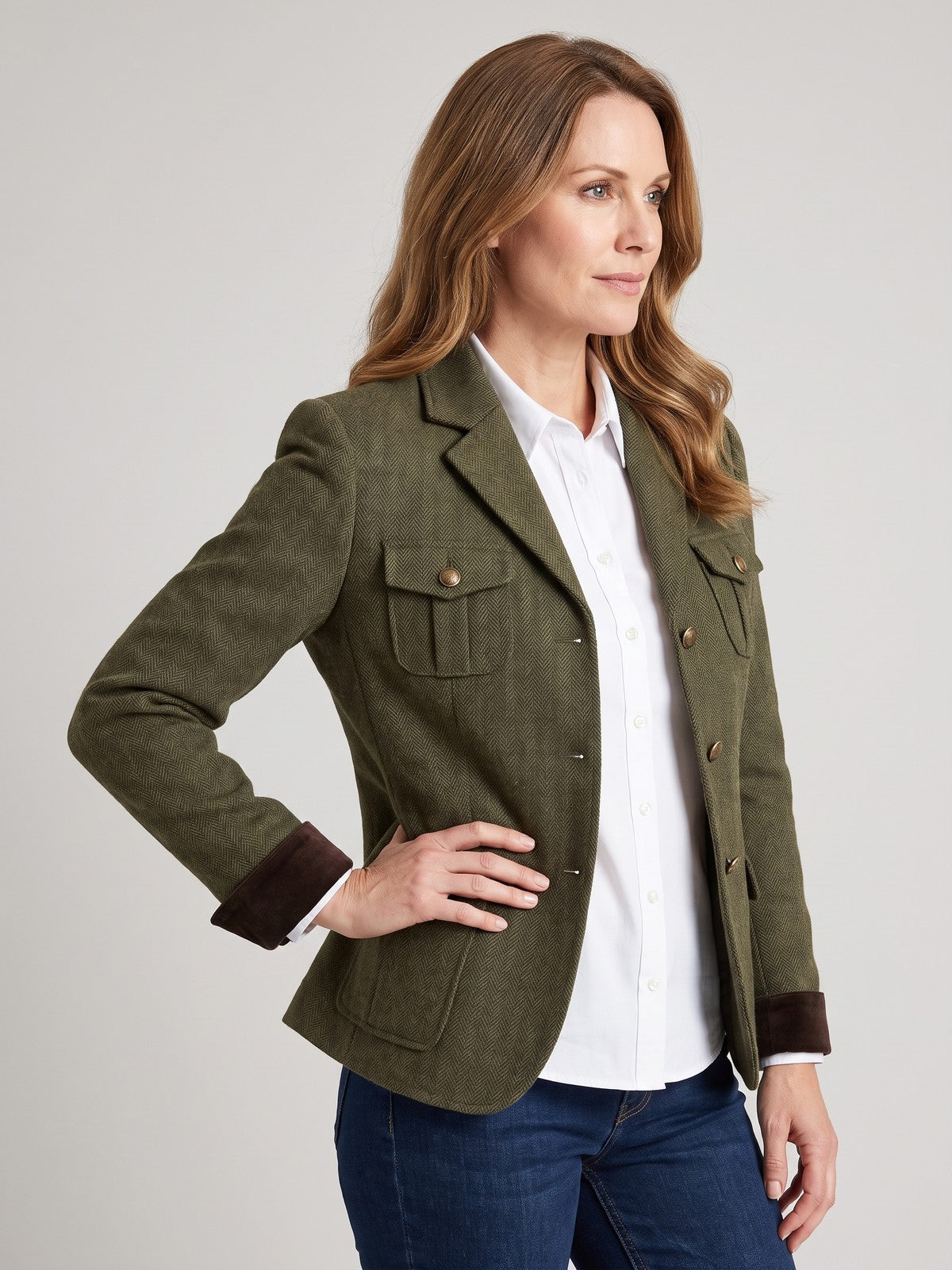 Women's Cropped Tweed Blazer with Pockets