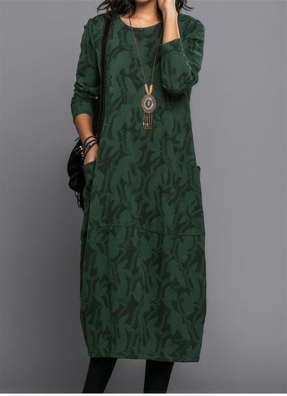 Women's Jacquard Midi Dress with Pockets