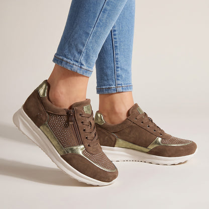 Women's Faux Suede Zip Platform Sneakers