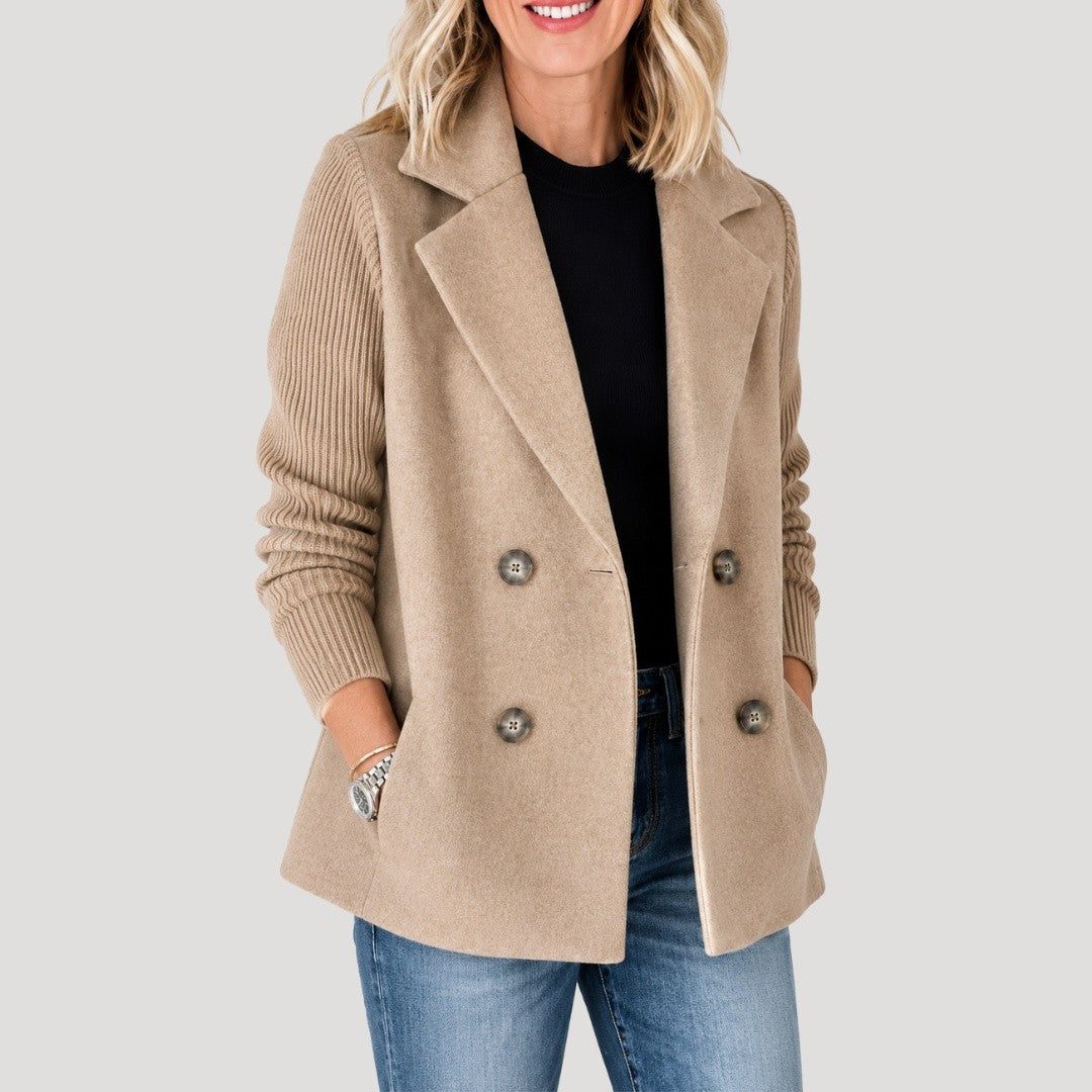 Women's Blazer Jacket with Ribbed Sleeves