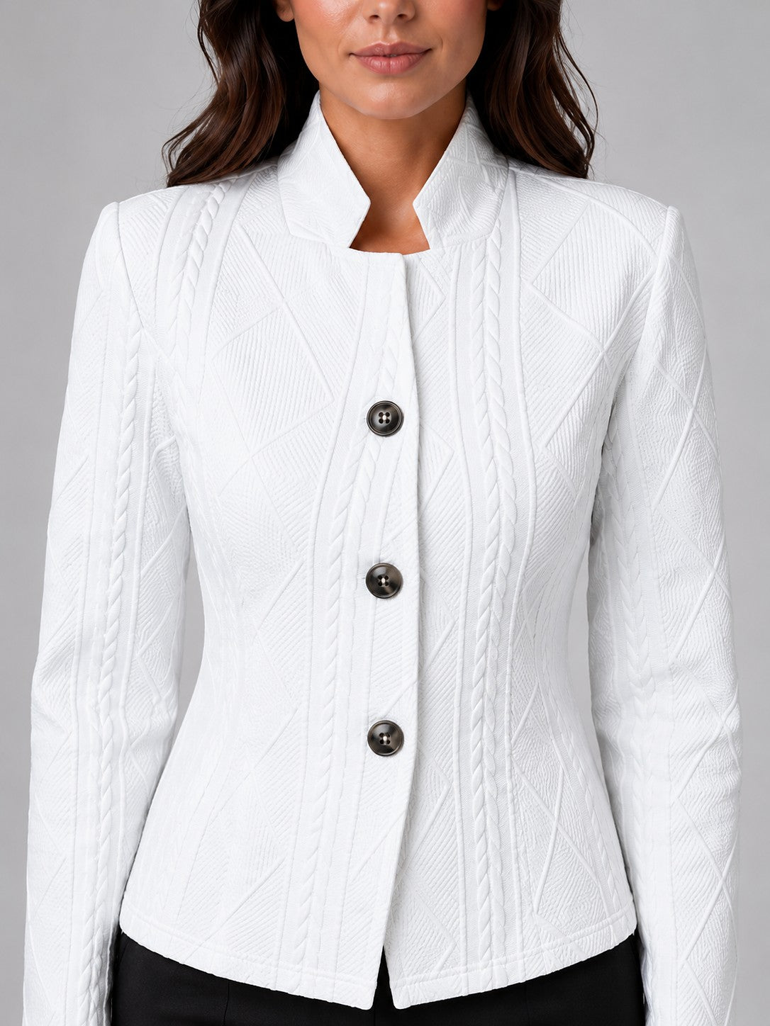 Women's Fitted Textured Button Front Jacket