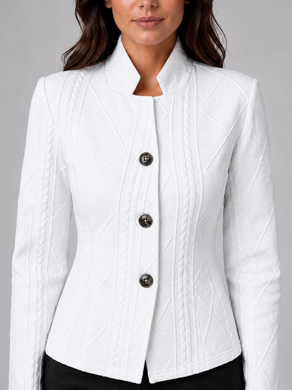 Women's Fitted Textured Button Front Jacket