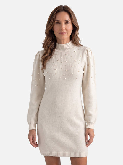 Women's Pearl Knit Dress with Long Sleeves