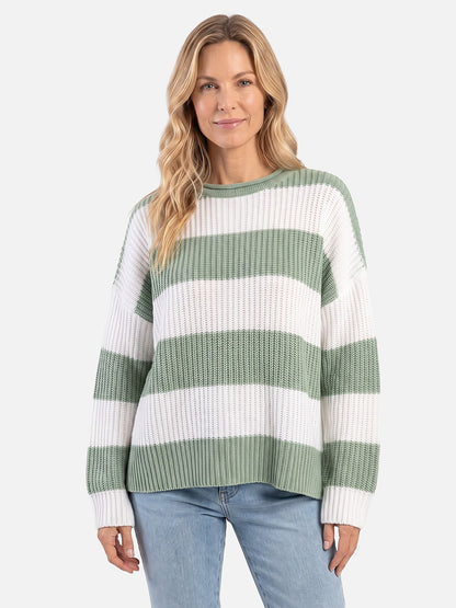 Women's Striped Ribbed Knit Sweater