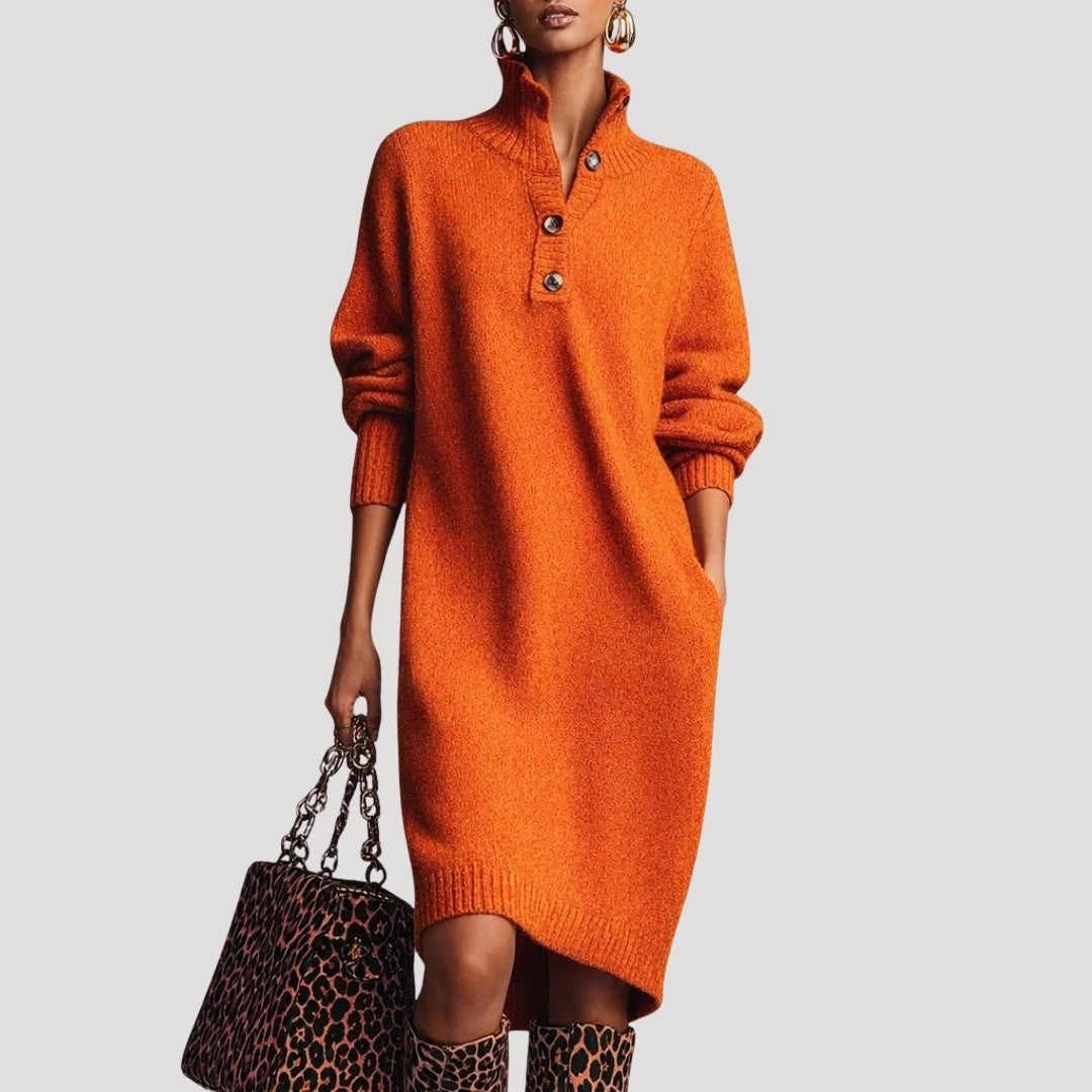 Women's Long Sleeve Sweater Dress with Pockets