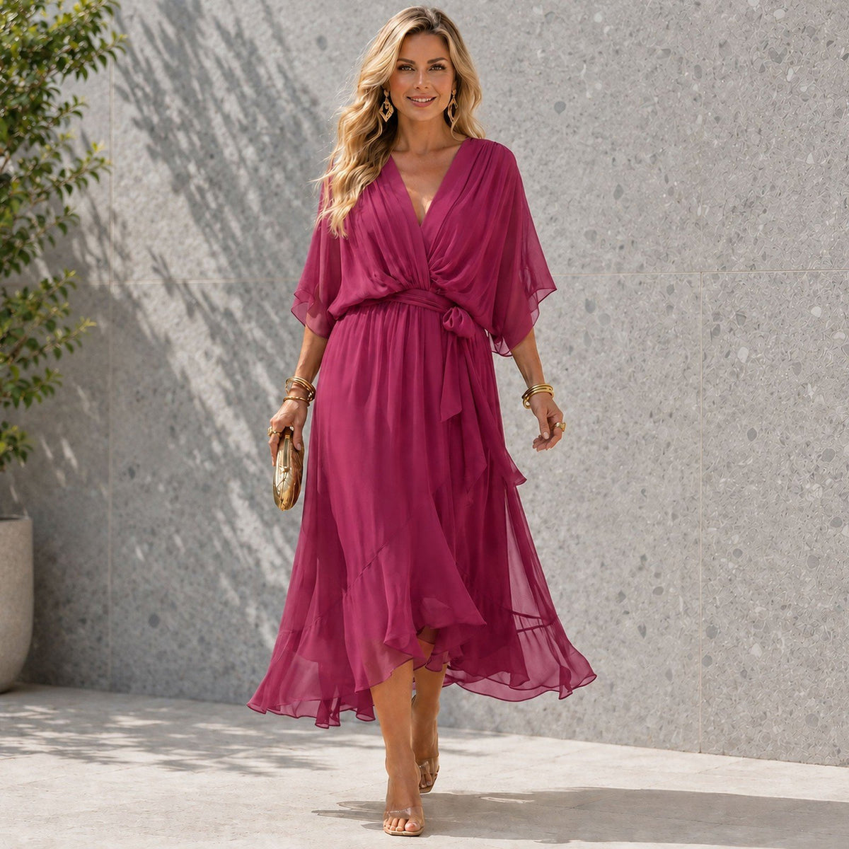 Women's Hi Low Wedding Guest Maxi Dress