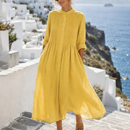 Women's Button Front Midi Shirt Dress