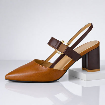 Women's Pointed Slingback Heels with Ring Strap