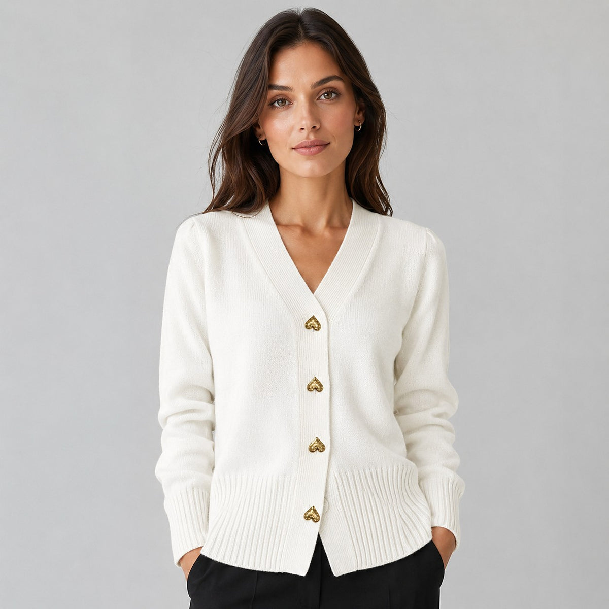 Women's Heart Button Knit Cardigan
