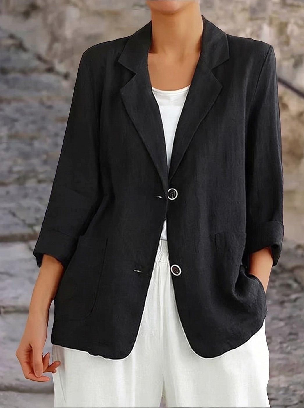 Women's Casual Blazer Two Button Notched Lapel