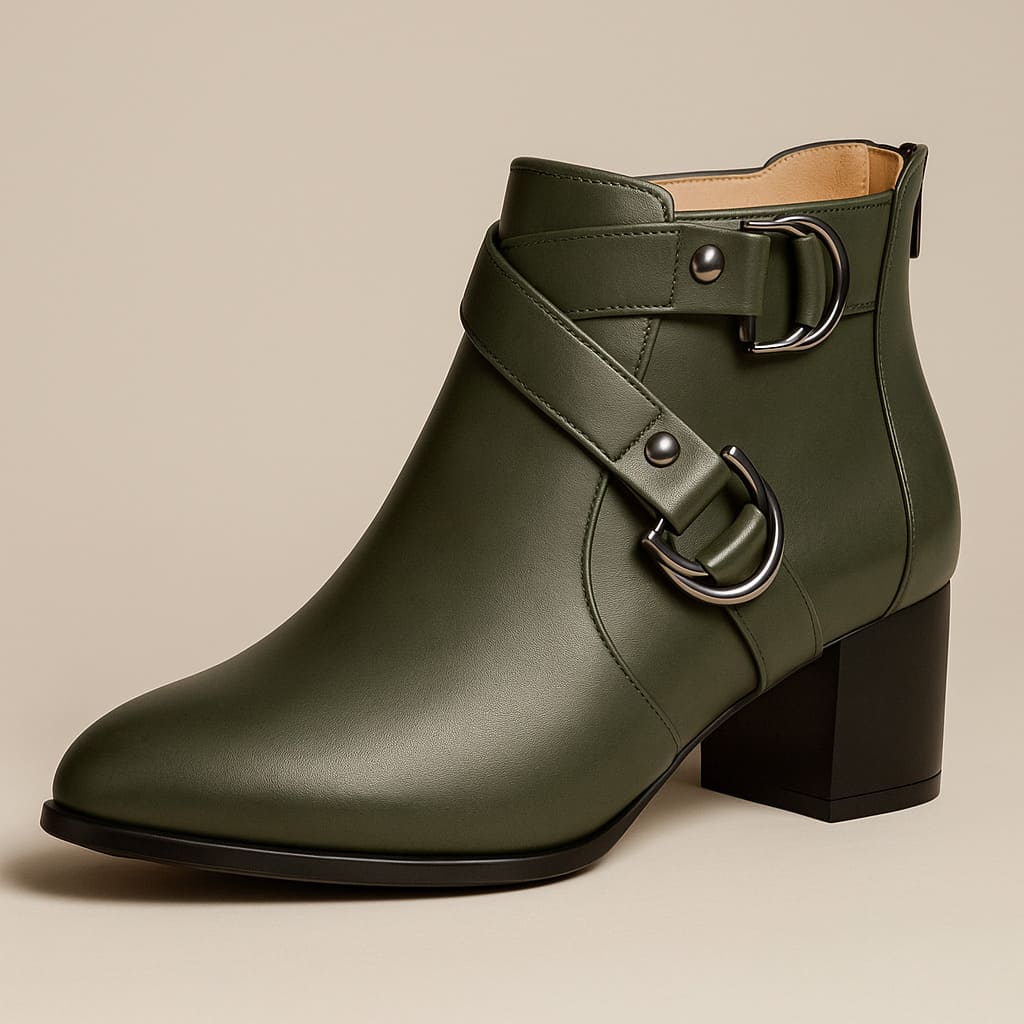 Women's Cross Strap Block Heel Ankle Boots