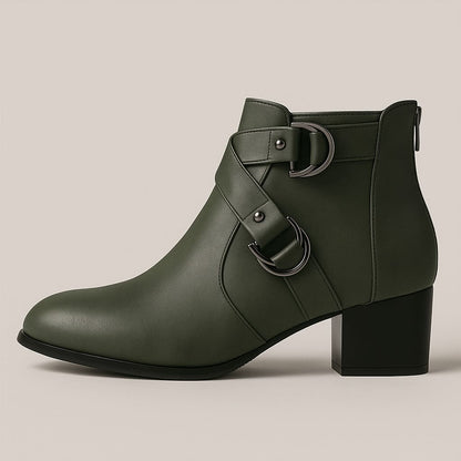 Women's Cross Strap Block Heel Ankle Boots