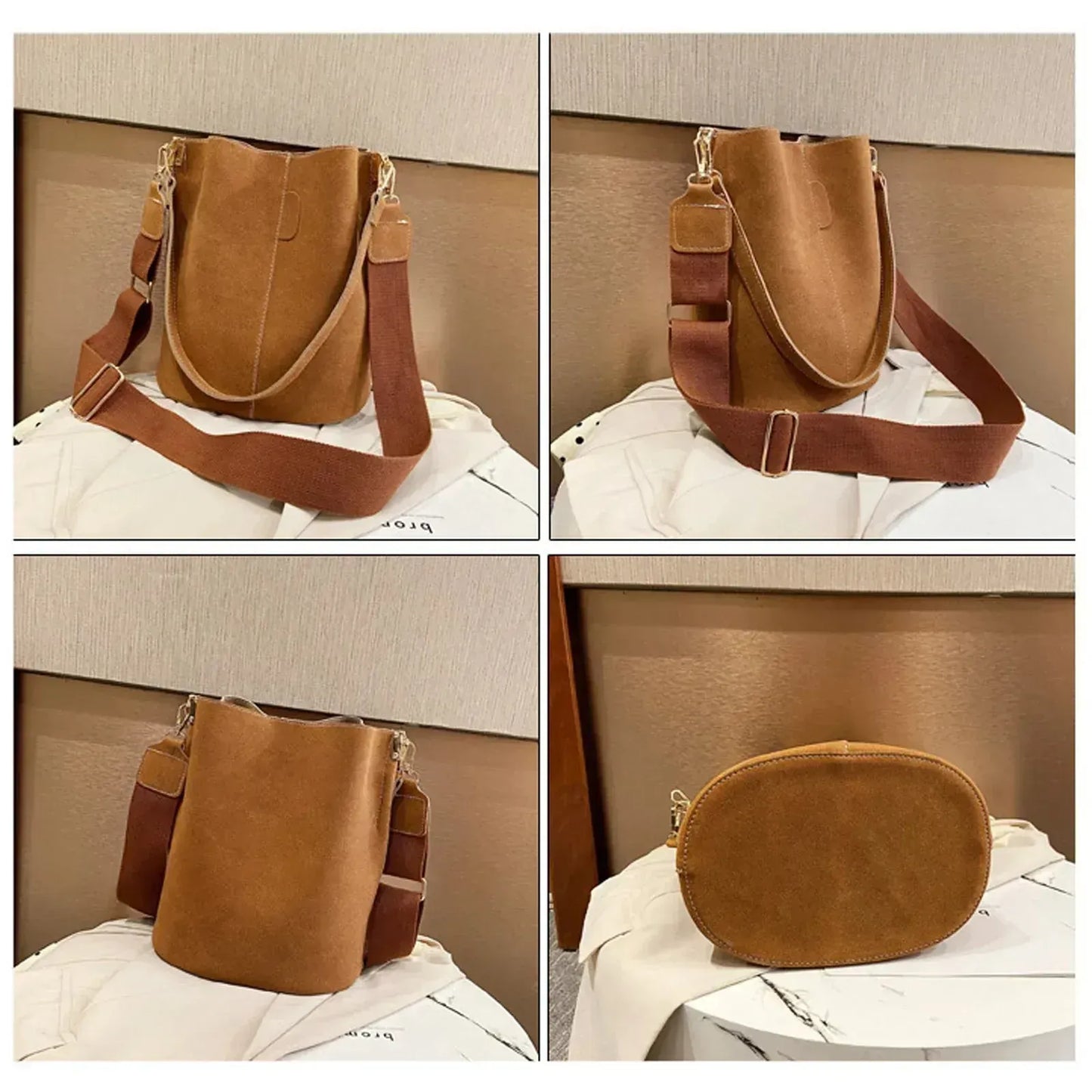 Sac bandoulière femme en simili daim