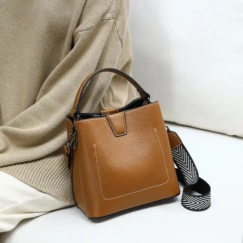 Sac seau simili cuir marron