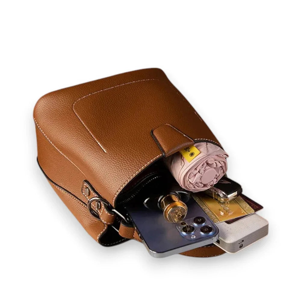 Sac seau simili cuir marron