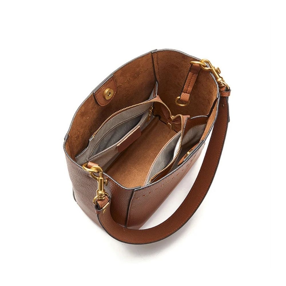 Sac seau femme en cuir de vachette