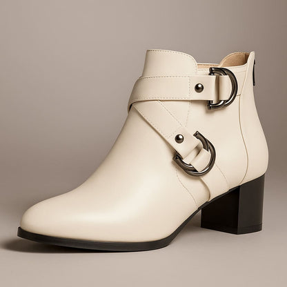 Women's Cross Strap Block Heel Ankle Boots