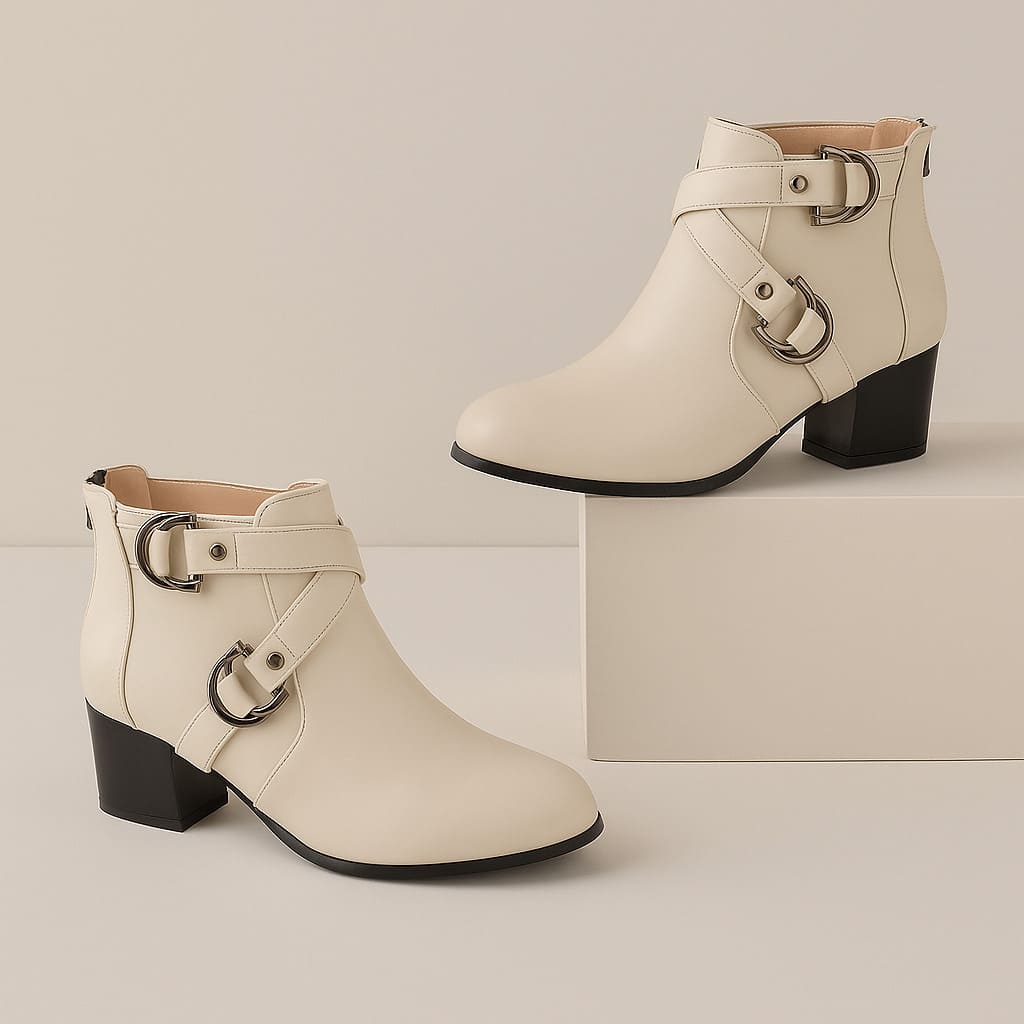 Women's Cross Strap Block Heel Ankle Boots